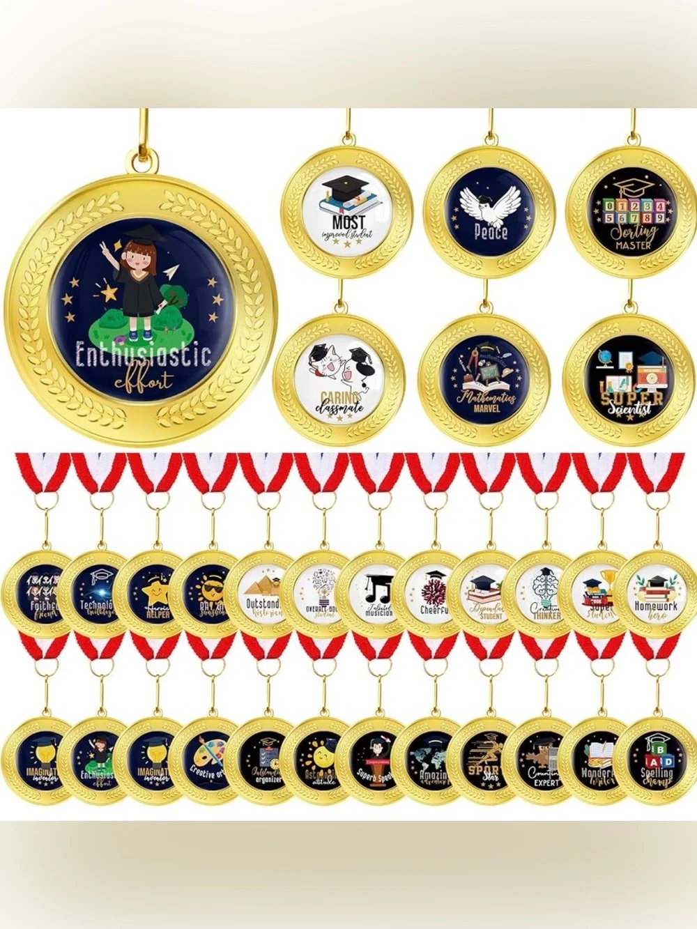 Kindergarten Graduation Educational Award Metals-30 Count